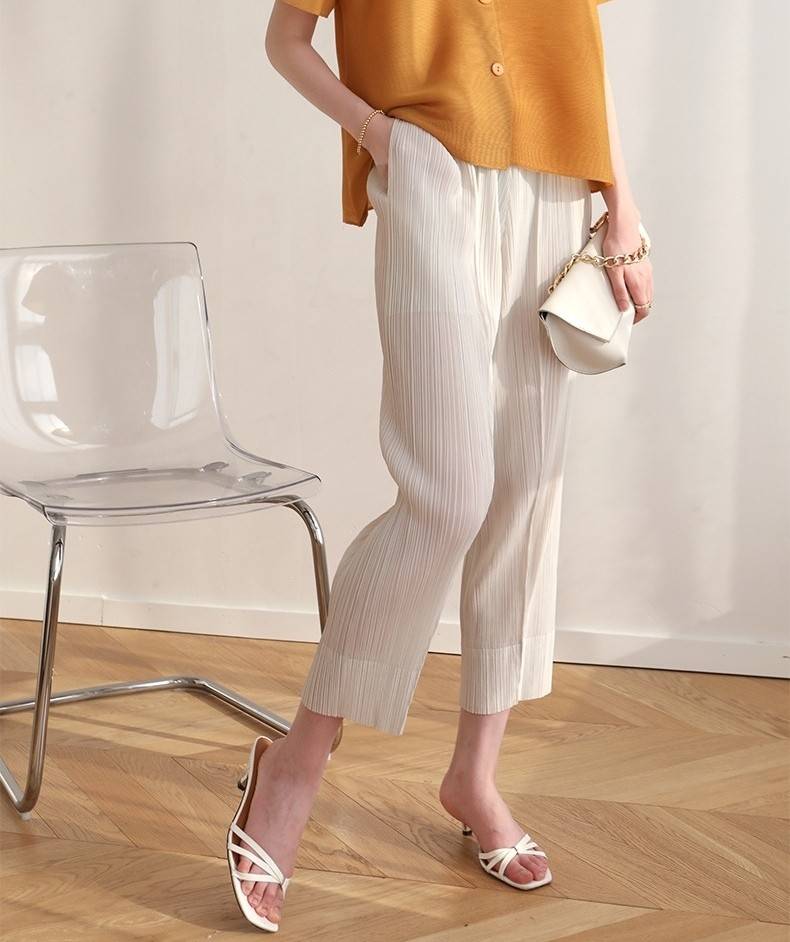 ปรับราคาลง20%!! ยาว34นิ้ว! 2MUAY รุ่น GJO7582 กางเกงพลีทคุณภาพ SLIM TUCK PLEATED PANTS 9 สี FREE SIZE
