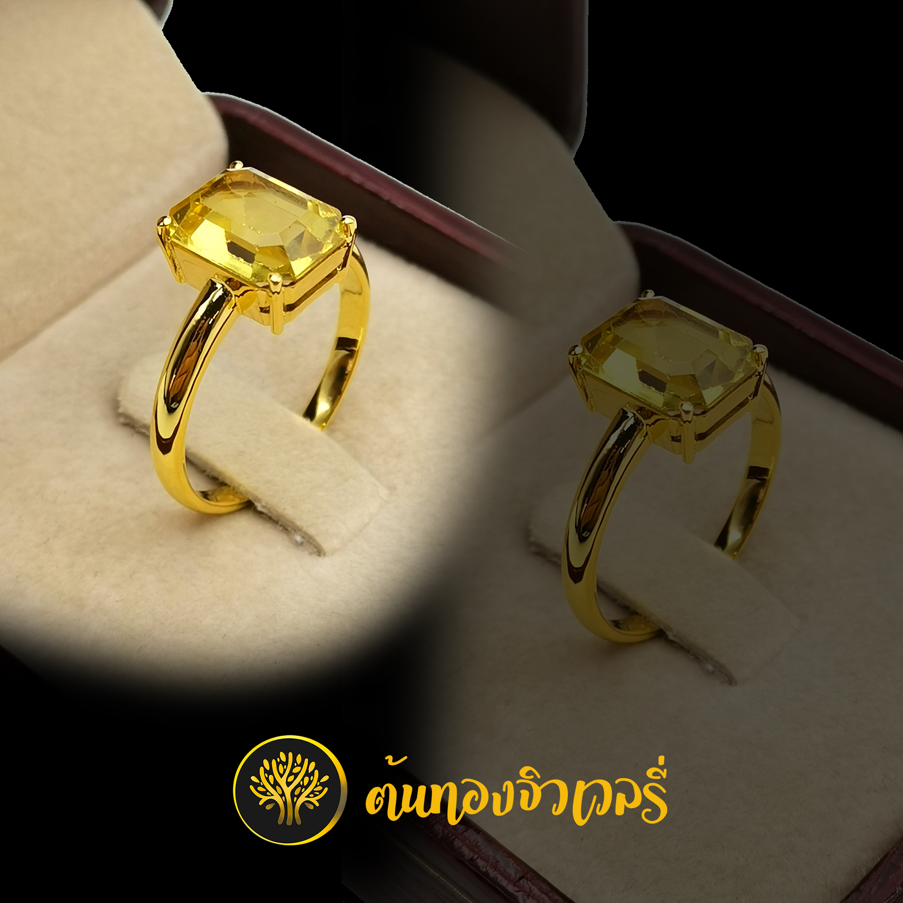 แหวนพลอยบุษราคัมทรง6เหลี่ยม สวยแบบเรียบๆ งานเนียนๆเลยครับ