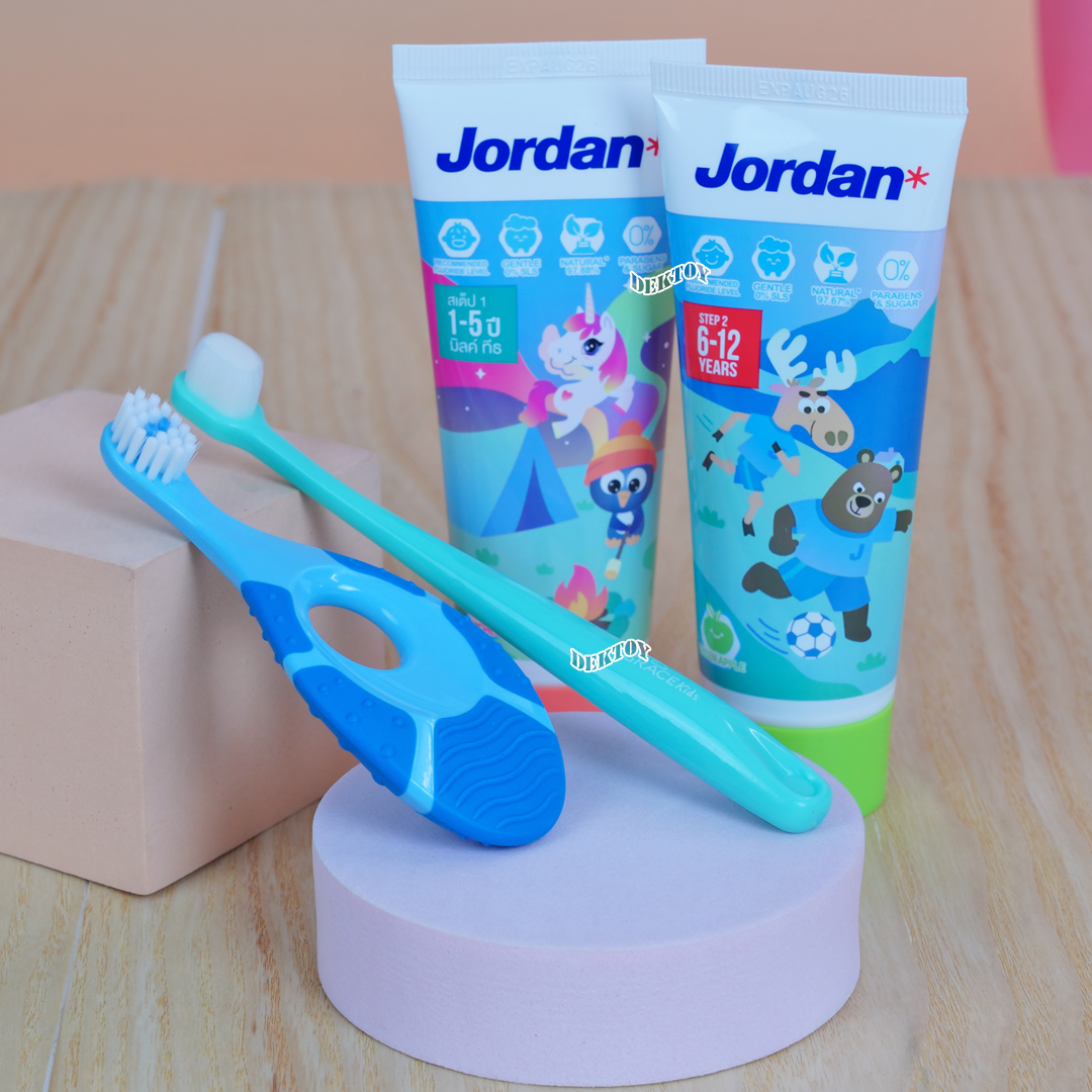 Jordan จอร์แดน ยาสีฟันเด็ก 75 กรัม 1-5 ปี และ 6-12 ปี