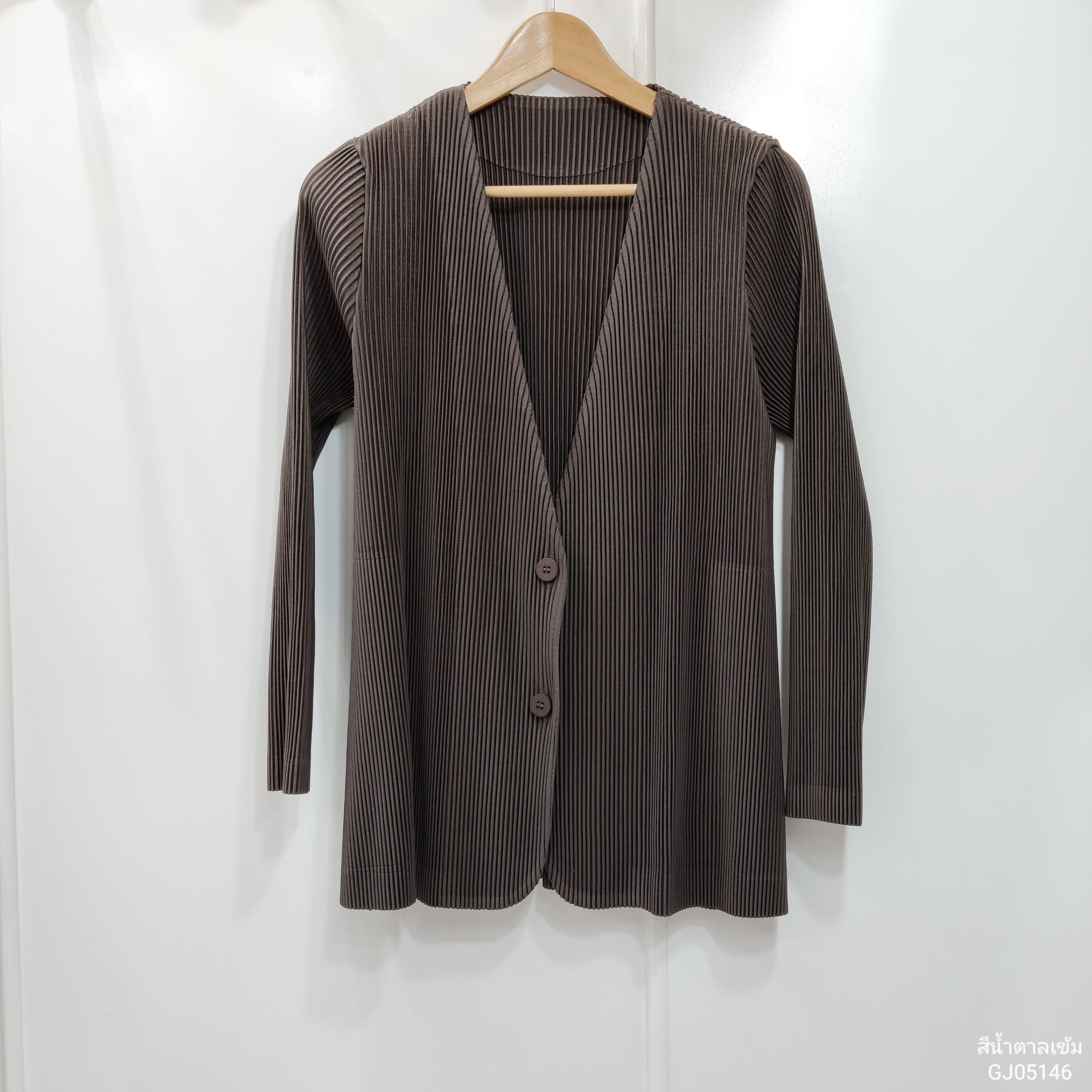 2MUAY รุ่น GJO5146 เสื้อคลุมพลีทคุณภาพ THICK V NECK LONG SLEEVE PLEATED CARDIGAN 10 สี FREE SIZE