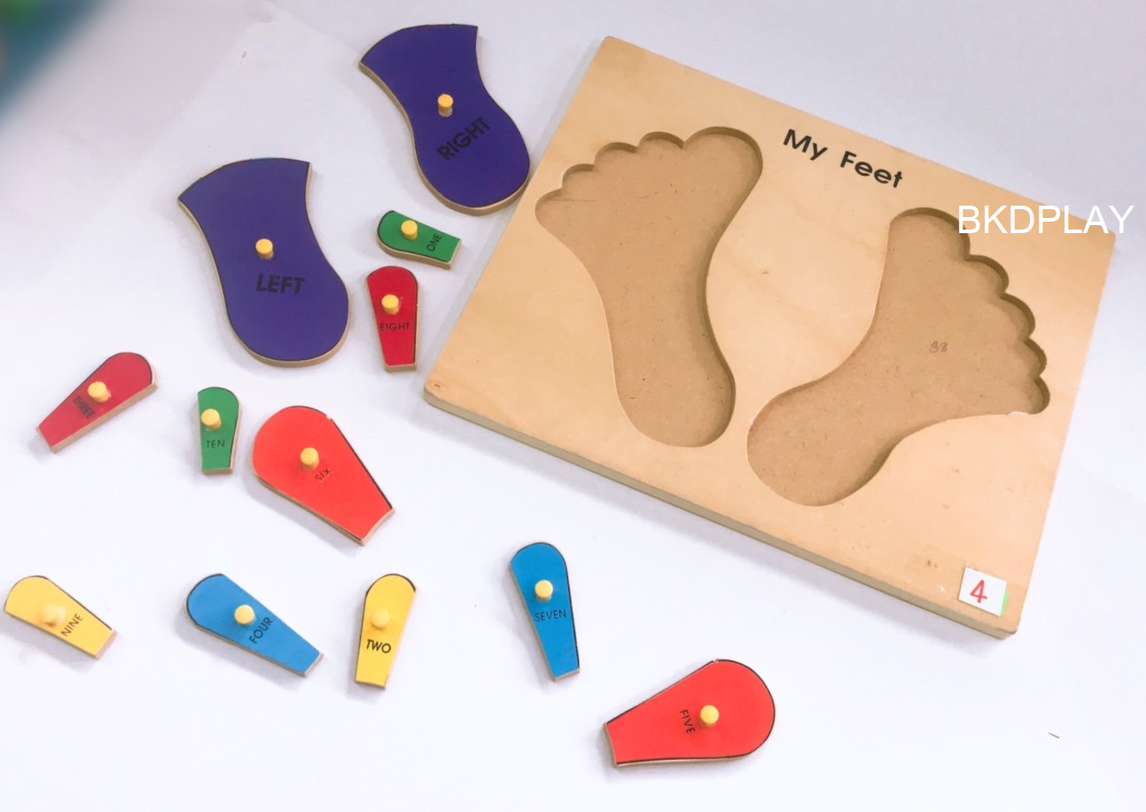 เท้าของฉัน , ของเล่นไม้, ของเล่นเสริมพัฒนาการ, ของเล่นเด็กอนุบาล, สื่อการสอนเด็กอนุบาล วัสดุและสี ปลอดภัยต่อเด็ก มีมาตรฐาน มอก. ตามที่ สพฐ. กำหนด