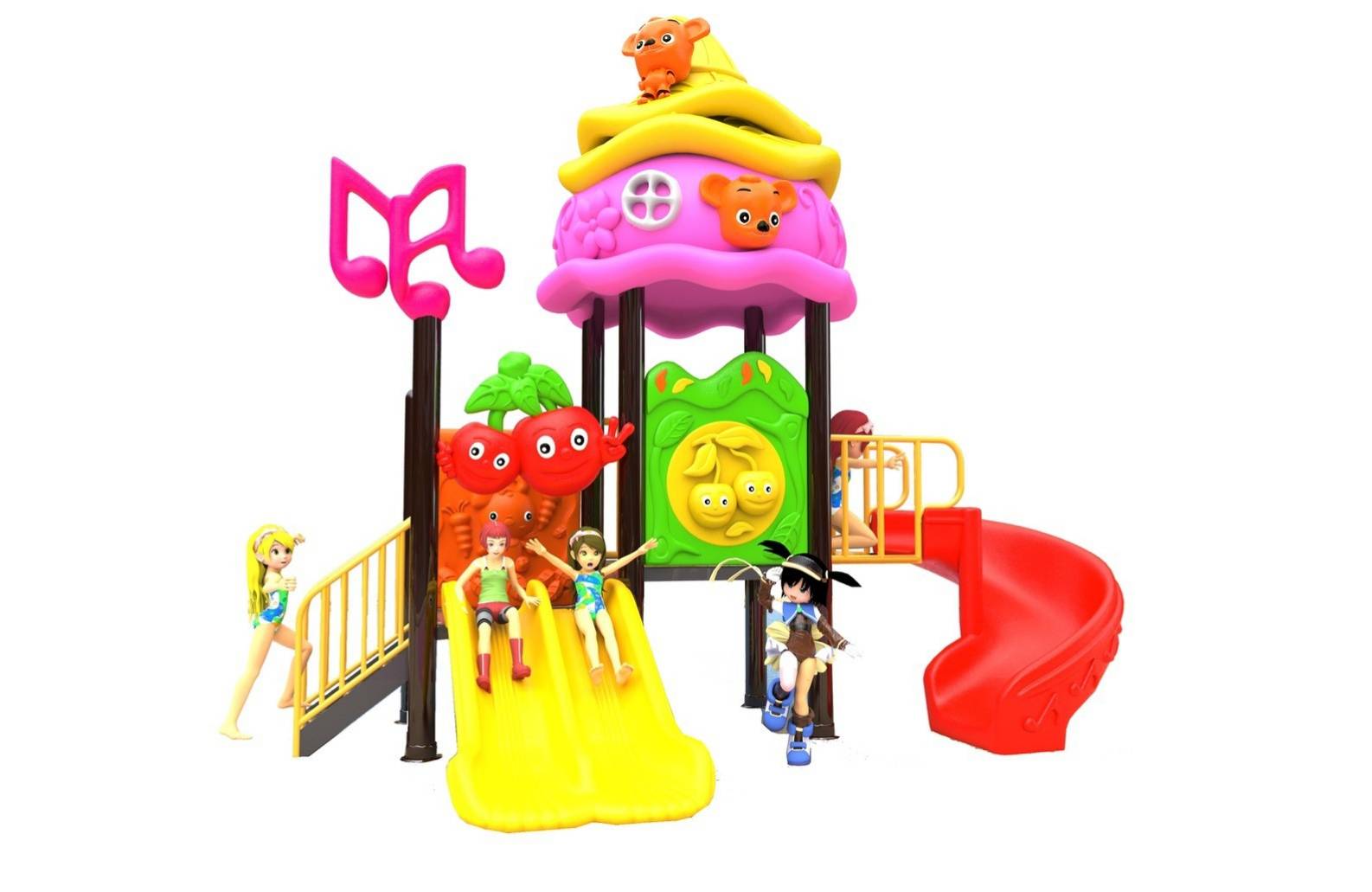 เครื่องเล่นสนาม กลางแจ้ง, ชุดหมีน่ารัก, กระดานลื่น, สไลเดอร์ ,ของเล่น,ครุภัณฑ์สนามเด็กเล่น, สพฐ,โครงการโรงเรียนประชารัฐ