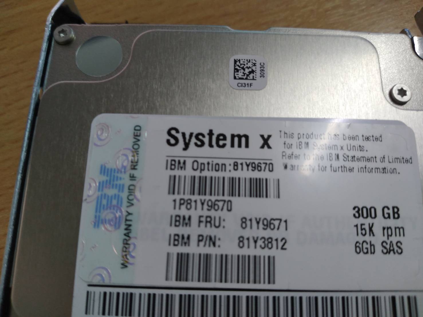 IBM 81Y9670 81Y9671 300GB 15K SAS 6Gbps 2.5" Hard Drive