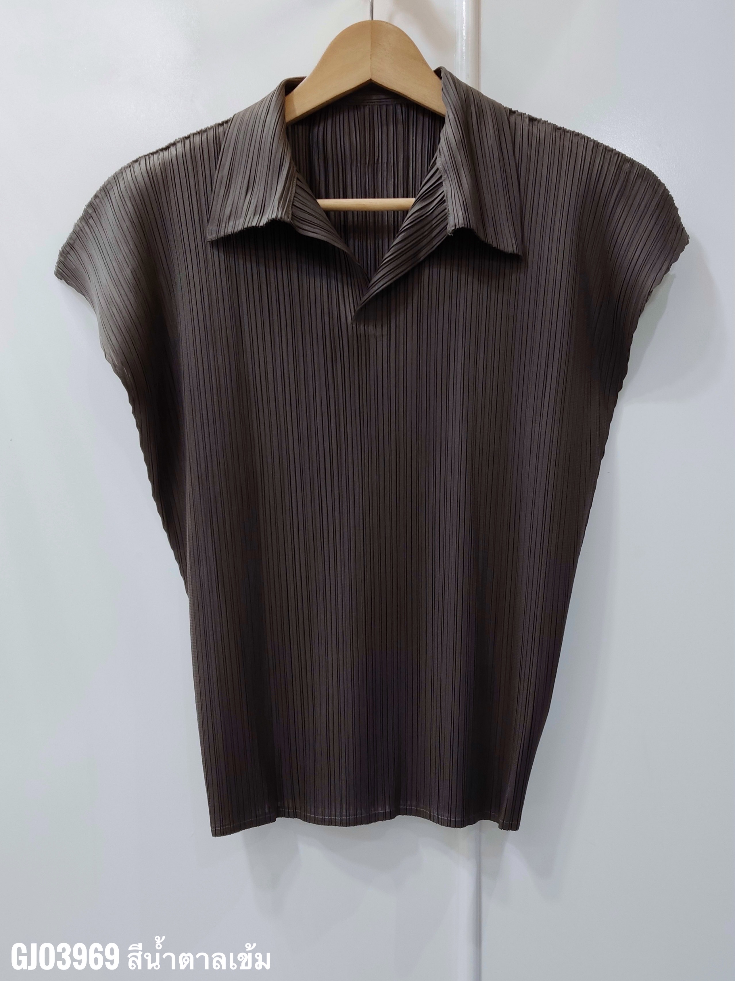 2MUAY รุ่น GJO3969 เสื้ออัดพลีทคุณภาพ BAT SLEEVE COLLAR PLEATED TOP 8 สี FREE SIZE