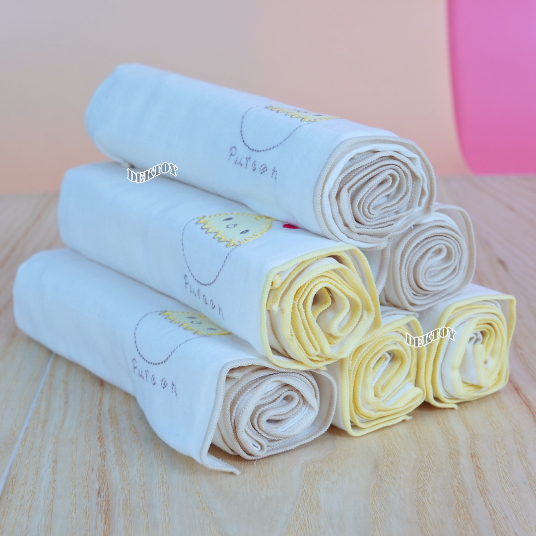 Pureen เพียวรีน ผ้าอ้อมคอตตอนเพียวรีนไม่ฟอกขาว Cotton USA 2 ชั้นไซส์ 29 x 29 นิ้ว แพ็ค 6 ผืน