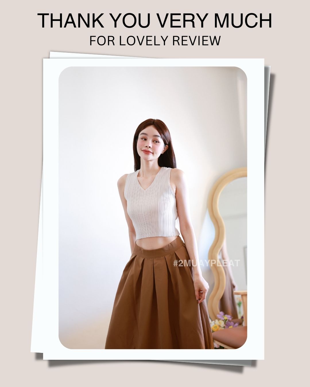 ยาว 16.5นิ้ว 2MUAY BASIC รุ่น GJO7739 SLEEVELESS V NECK CROP PLEATED TOP เสื้ออัดพลีทงานคุณภาพ เสื้อครอป 13สี FREE SIZE