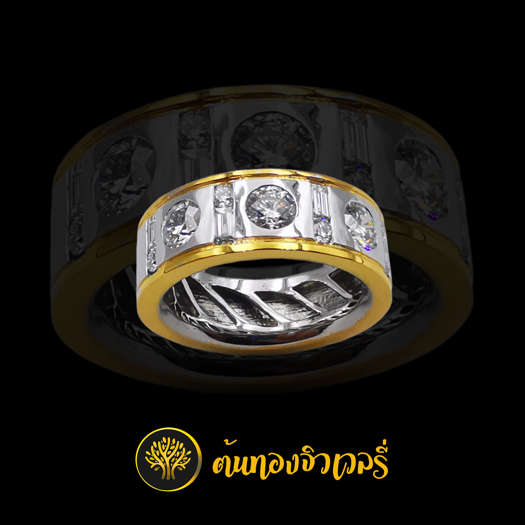 แหวนปลอกมีดเงิน ขอบทอง ฝังเพชร3เม็ด เงิน ทอง เพชร รวมกันคือที่สุดครับ สวยมากๆเลย