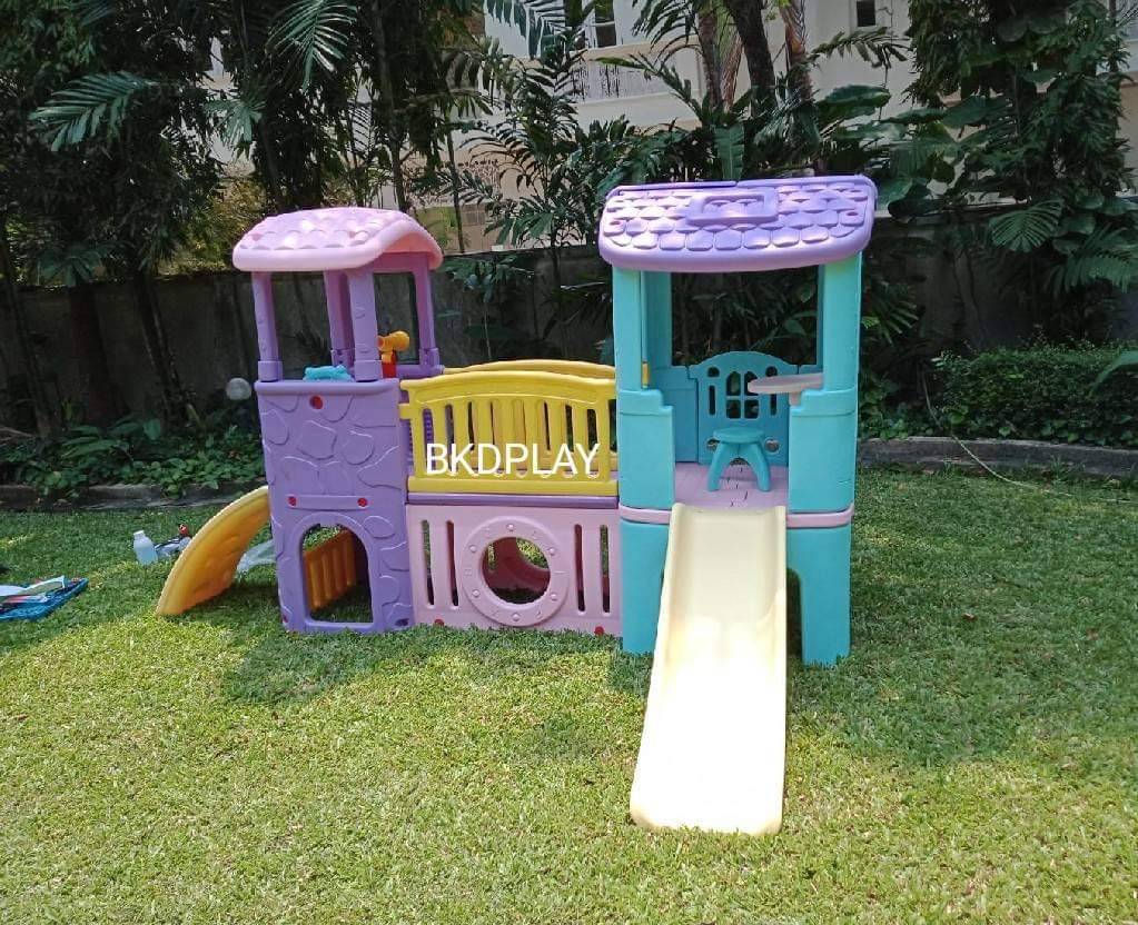 ส่งฟรี บ้านสไลเดอร์ปีนป่าย บ้านน้อย2ชั้น คละสี เลือกสีได้ ราคาต่อ1ชุด กระดานลื่นเด็ก เครื่องเล่นสนามกลางแจ้ง-ในร่ม พร้อมส่ง