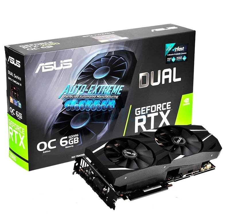 การ์ดจอ ASUS VGA GEFORCE RTX 2060 DUAL EVO O6G - 6GB GDDR6 Graphics Card