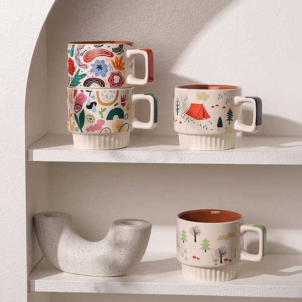 แก้ว mug เซรามิค สีพื้นลายน่ารัก