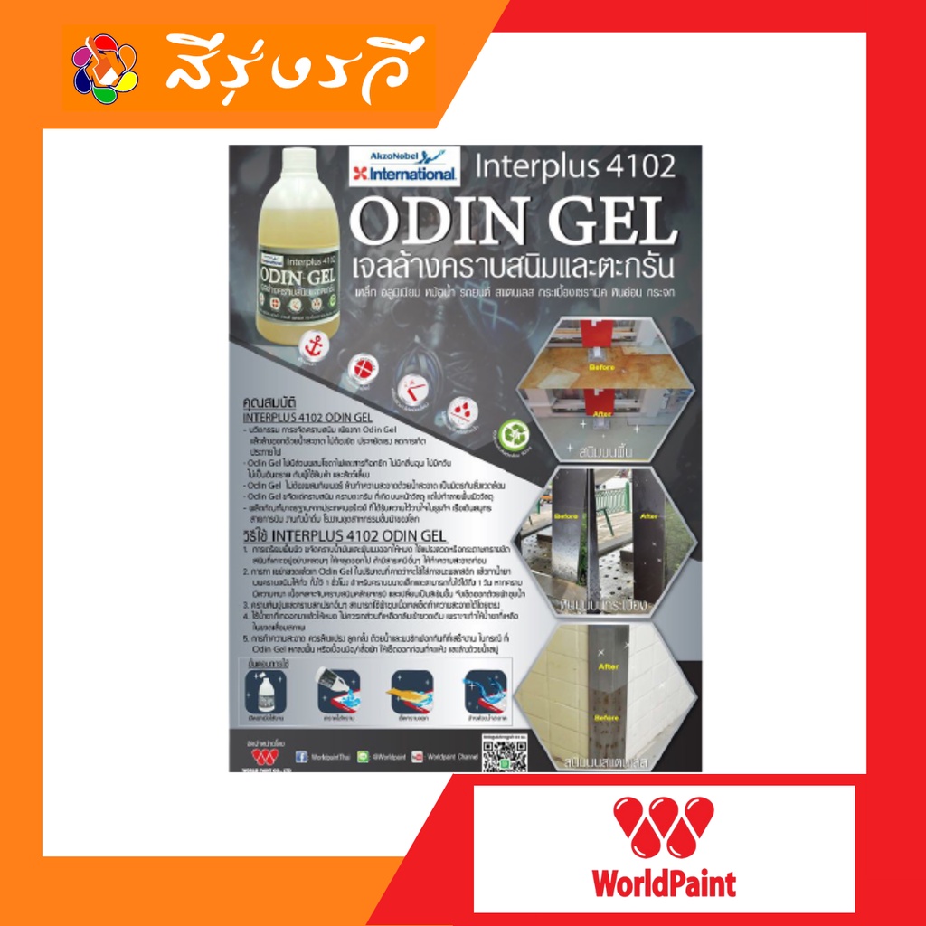 ODIN GEL เจลล้างคราบสนิมและคราบตะกรัน น้ำยาล้างคราบสนิม ฟรี แปรงทาสี 1.5 พัมคิน