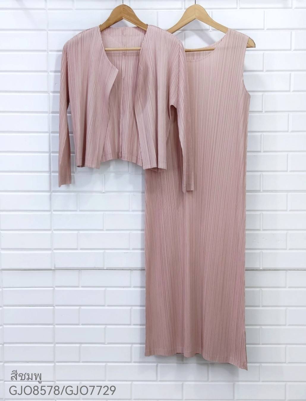 2MUAY BASIC รุ่น GJO8578/GJO7729 SLEEVELESS PLEATED SET เซ็ตพลีทงานคุณภาพ 6สี