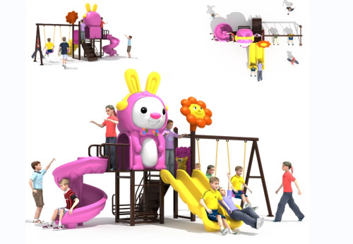 เครื่องเล่นสนาม กลางแจ้ง ในร่ม, ชุดแรปบิทกับดอกไม้ชมพู , กระดานลื่นใหญ่ ,ของเล่น,ครุภัณฑ์สนามเด็กเล่น, สพฐ,โครงการโรงเรียนประชารัฐ