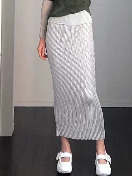 ปรับราคาลง20%!! ยาว 32นิ้ว 2MUAY รุ่น CX01621S กระโปรงอัดพลีทคุณภาพ PENCIL CIRCLE PLEATED SKIRT 4 สี FREE SIZE