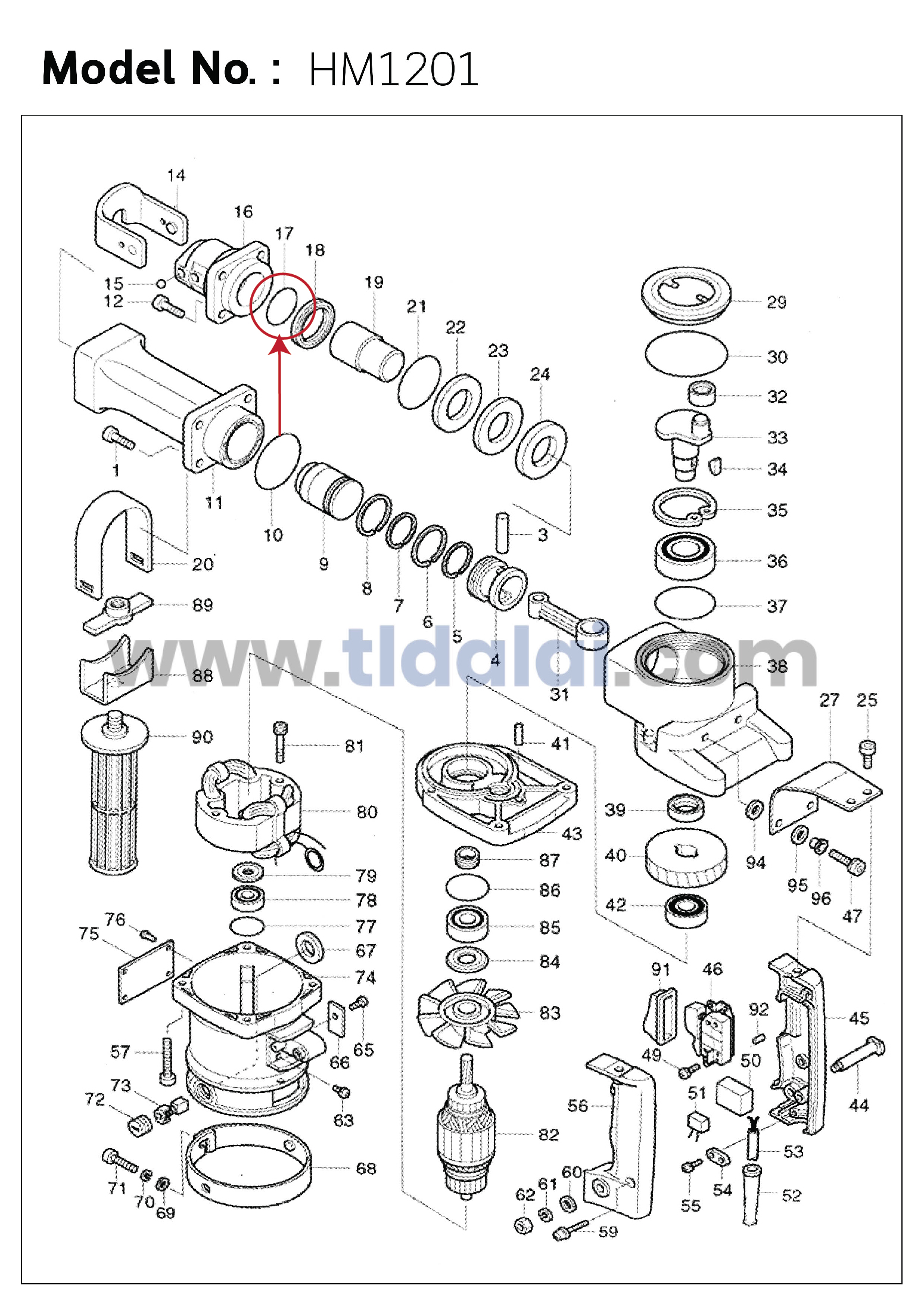 โอริง (แท้) สกัด Makita มากีต้า รุ่น HM1201 #17 (34x3.5) (213464-1) (อะไหล่แท้ 100%)