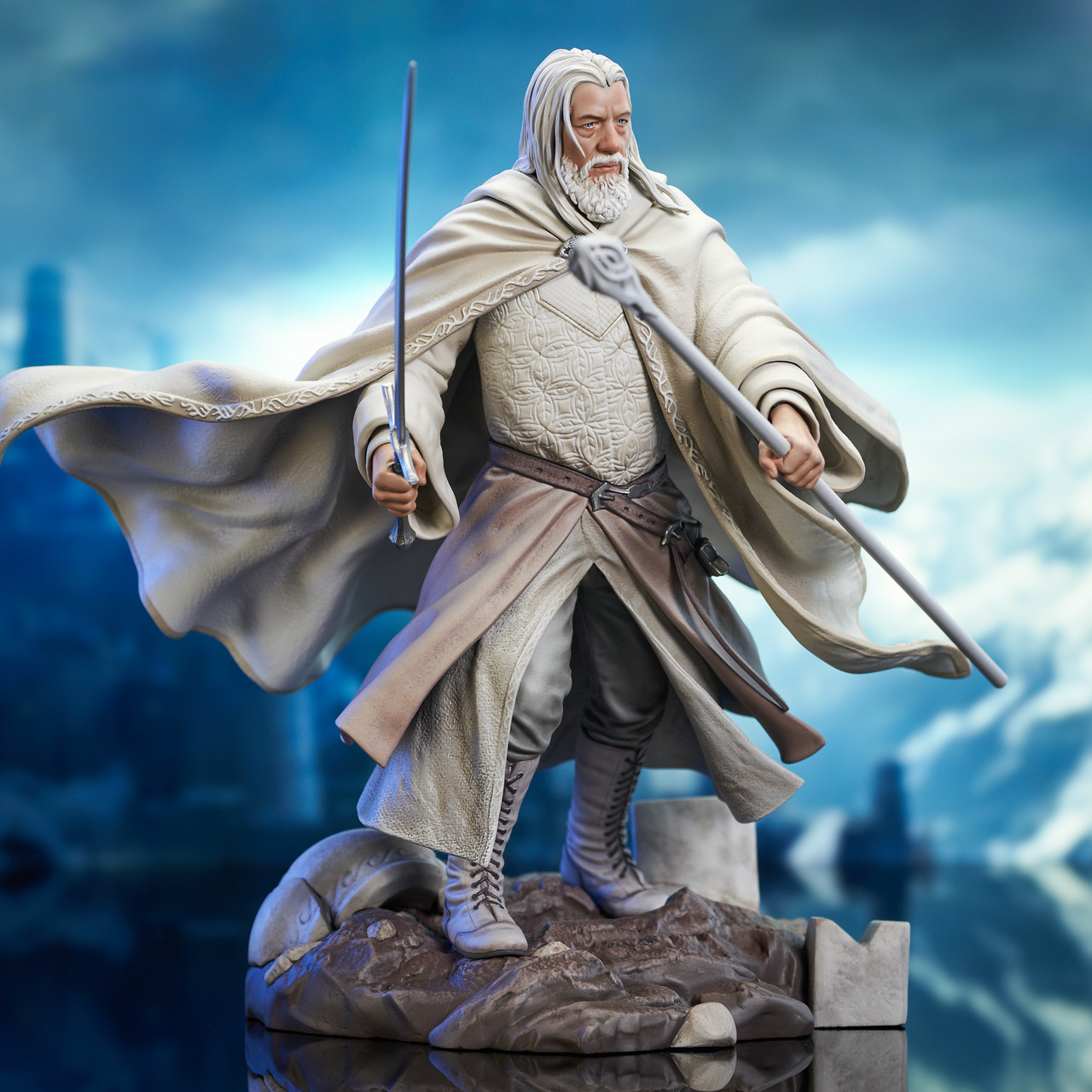 [พร้อมส่ง ] Diamaond select toys (PVC Statue)- Gandalf the White Deluxe Gallery Diorama [9"]