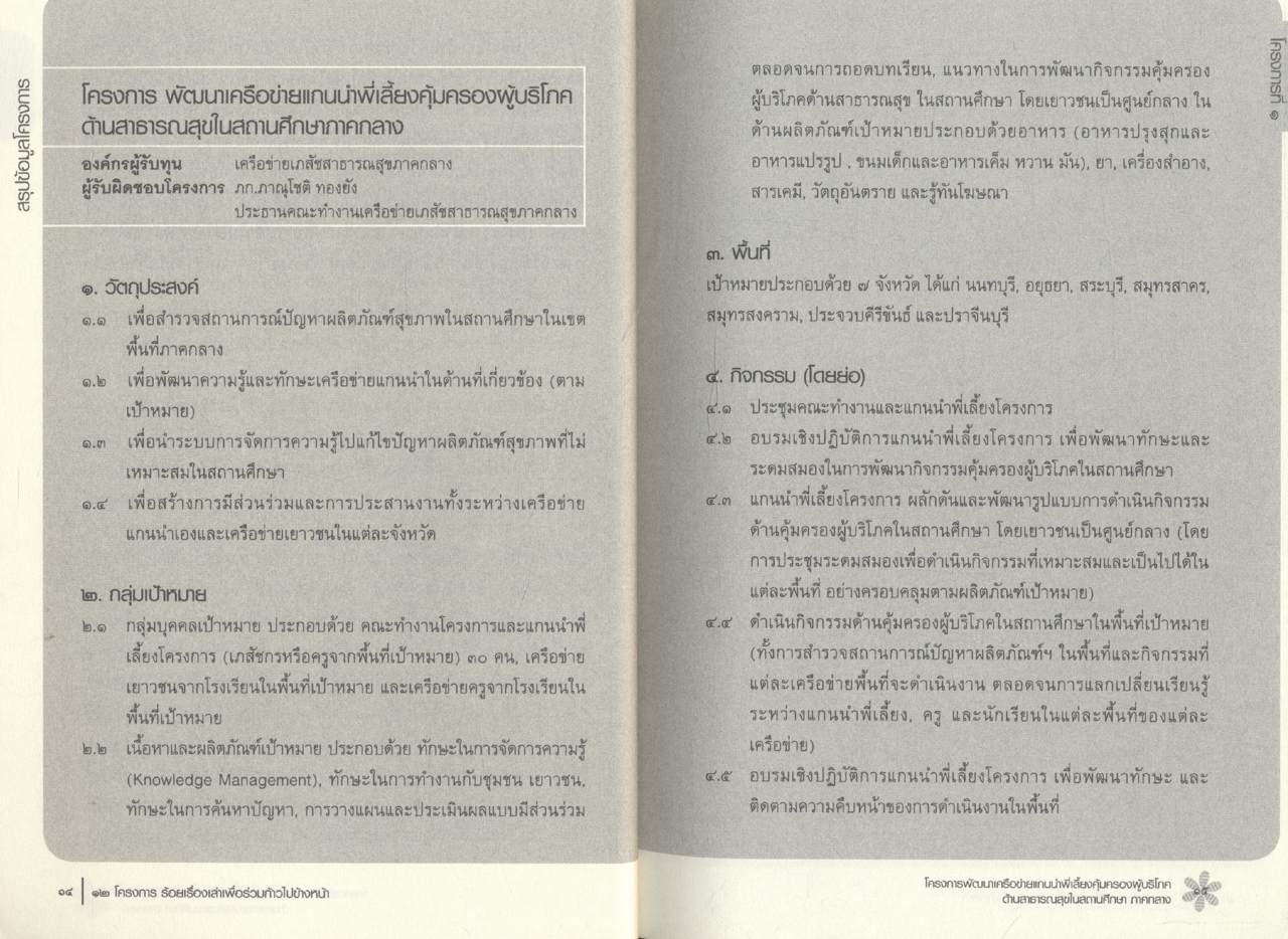 ๑๒ โครงการ ร้อยเรื่องเล่า เพื่อร่วมก้าวไปข้างหน้า