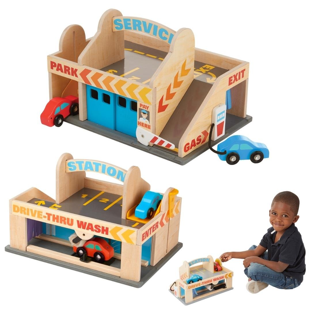 ที่จอดรถ ที่ล้างรถ Melissa & Doug Service Station Set รุ่น 9271 ของเล่นเสริมพัฒนาการเด็ก