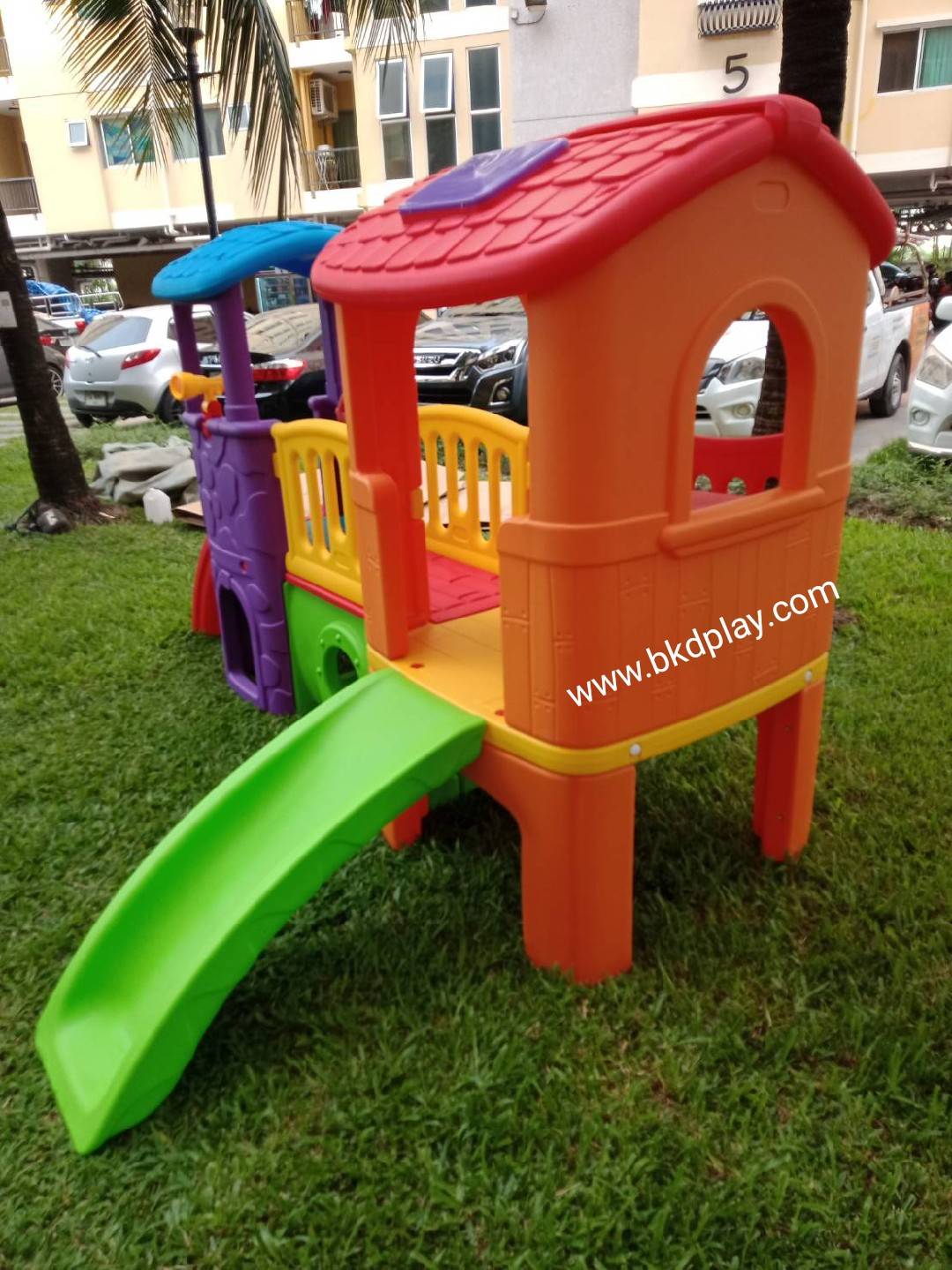 ส่งฟรี บ้านสไลเดอร์ปีนป่าย บ้านน้อย2ชั้น คละสี เลือกสีได้ ราคาต่อ1ชุด กระดานลื่นเด็ก เครื่องเล่นสนามกลางแจ้ง-ในร่ม พร้อมส่ง