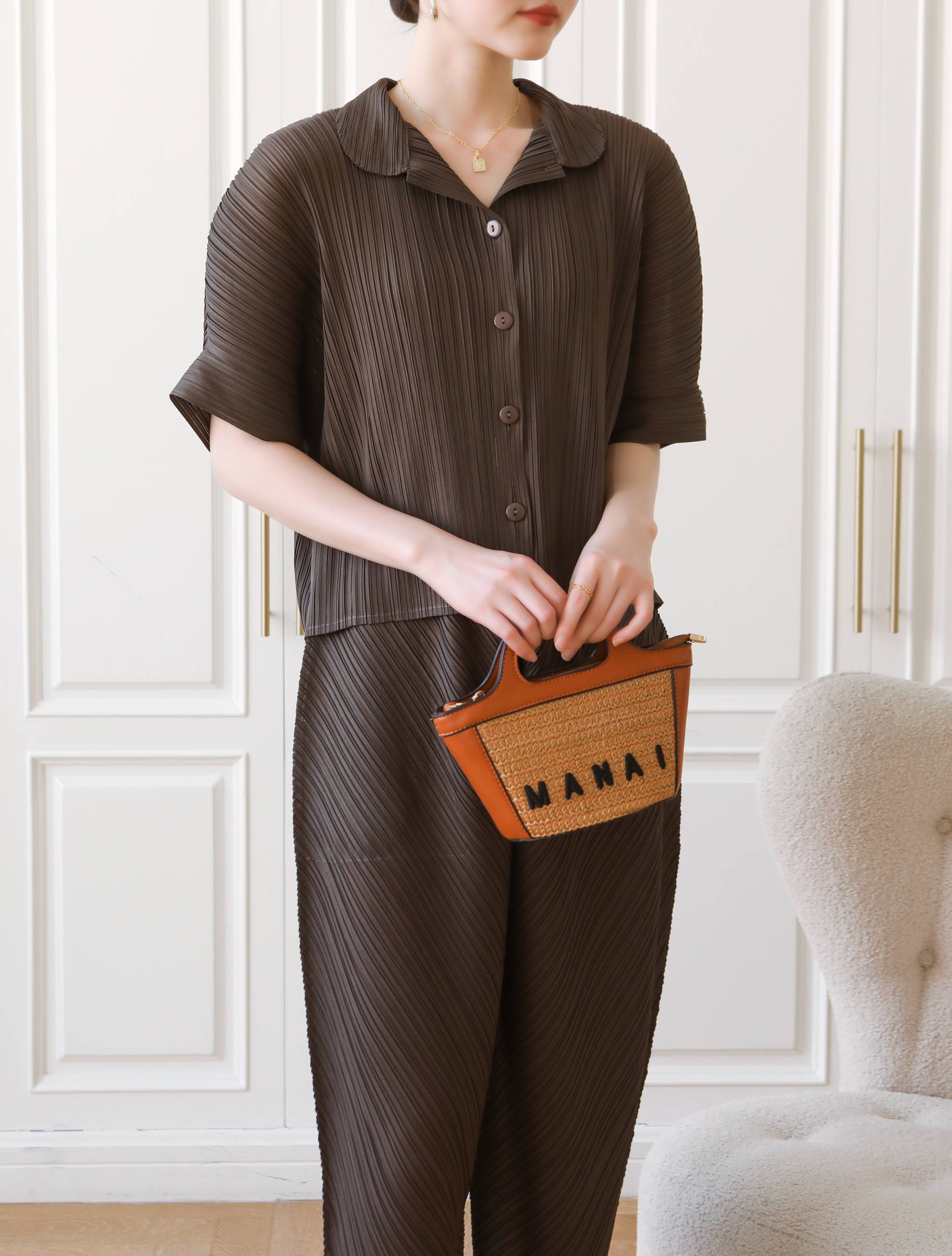 2MUAY รุ่น GJO3697 เสื้อผู้หญิง เสื้อพลีทคุณภาพ 12 สี FREE SIZE EVERYDAY COLLAR BUTTON FRONT PLEATED TOP