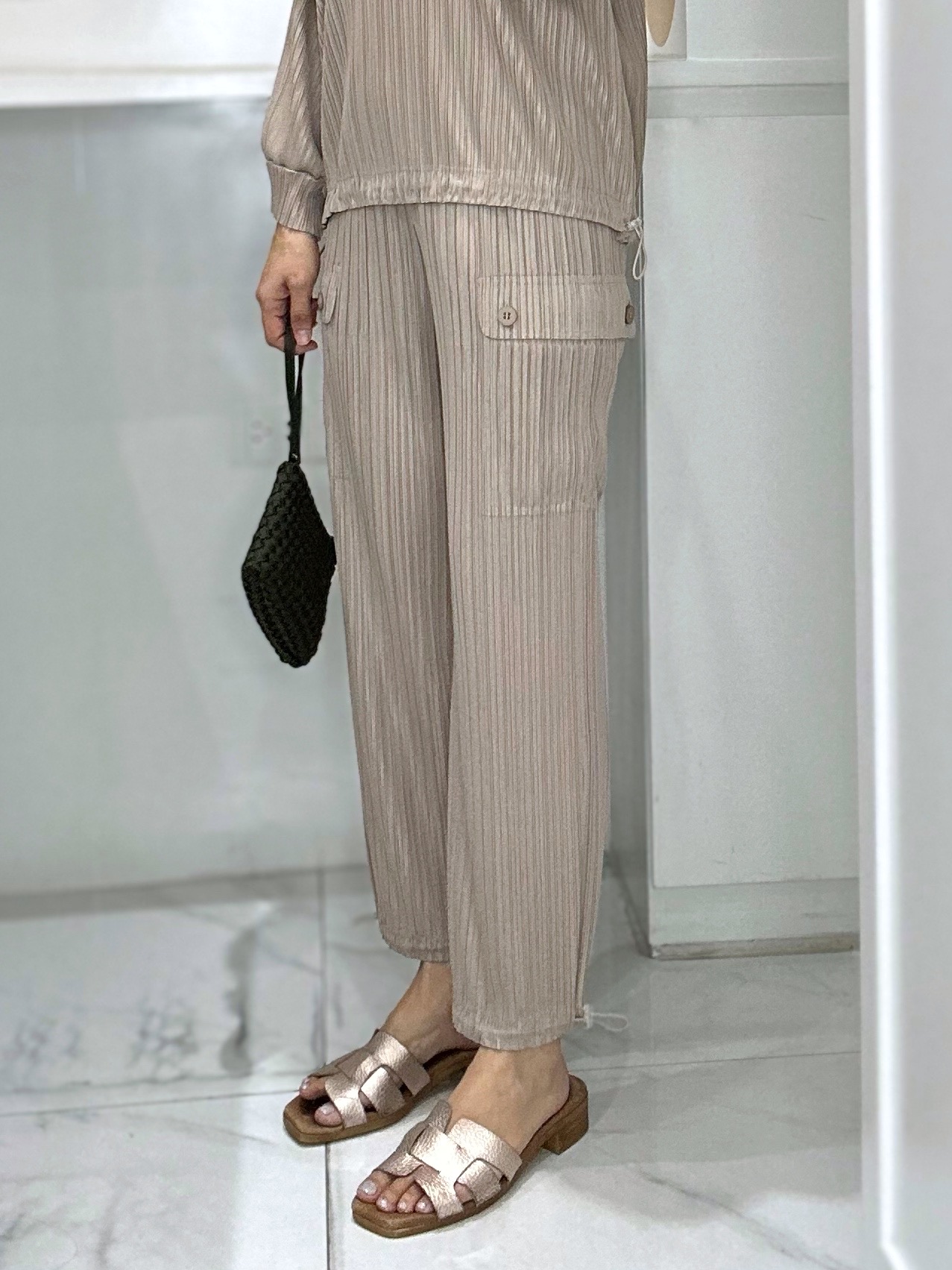 ยาว 36.5นิ้ว! 2MUAY รุ่น GJO5361 กางเกงพลีทคุณภาพ CARGO STRAIGHT LEG PLEATED PANTS 10 สี FREE SIZE