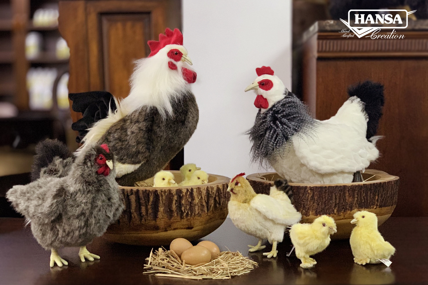 7333 Hen Black and White 38 cm.H