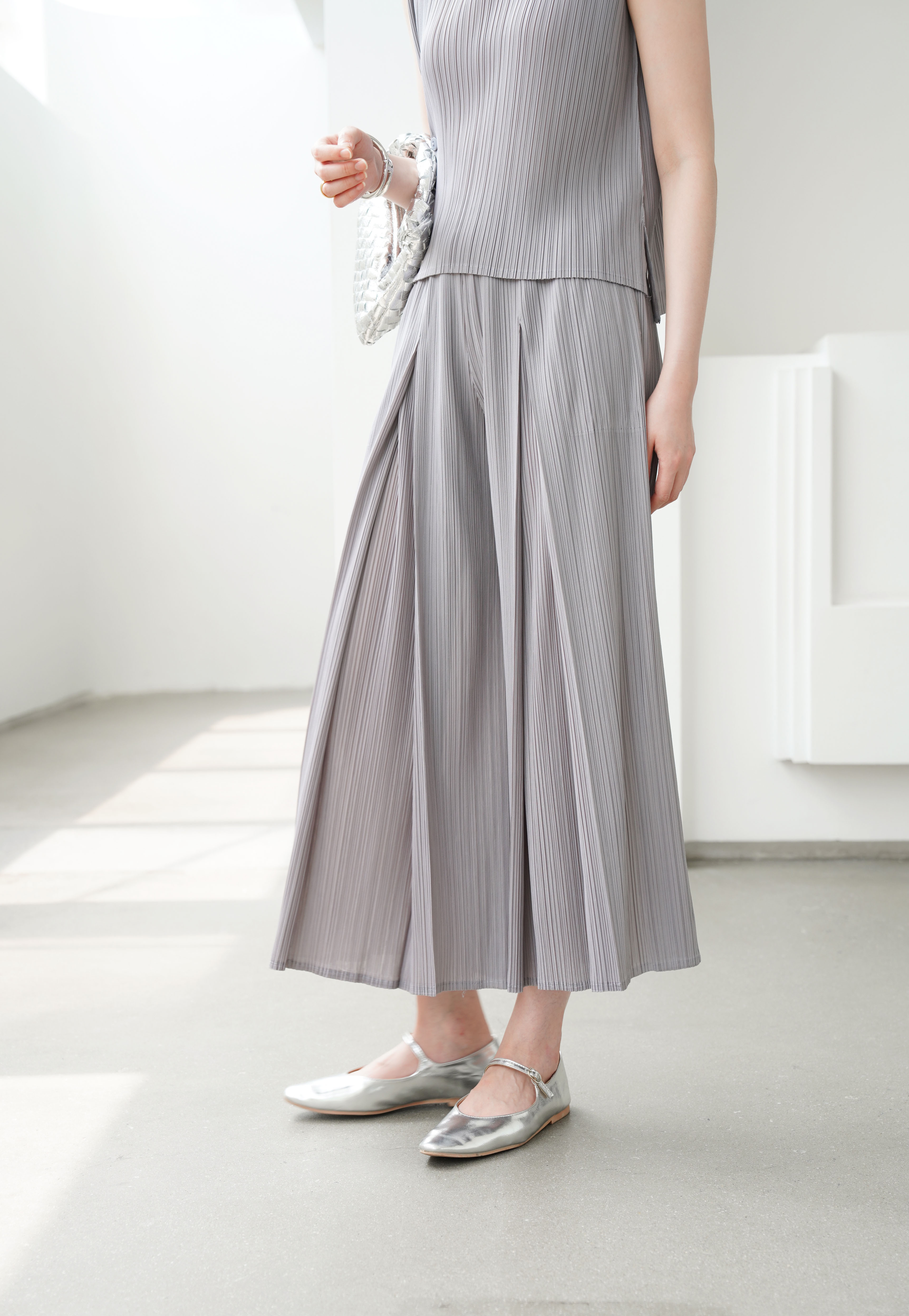 ปรับราคาลง20%!! ยาว 36.5นิ้ว 2MUAY รุ่น GJO3892-9 กางเกงพลีทคุณภาพ WIDE LEG PLEATED PANTS 10 สี FREE SIZE