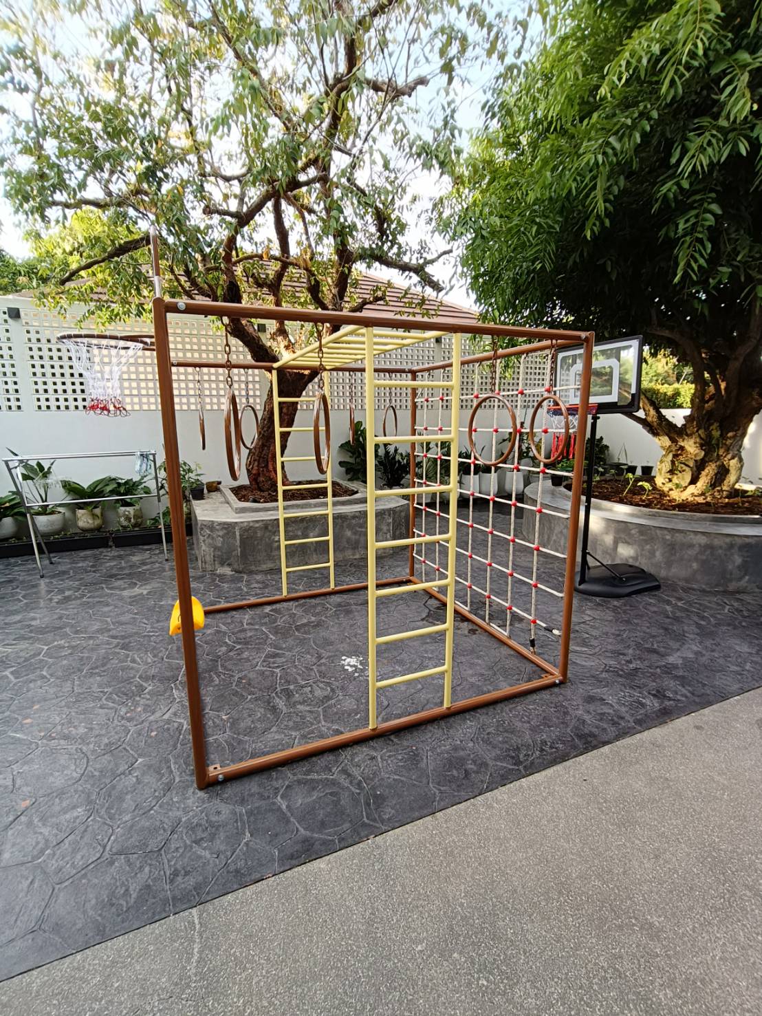 ลูกเต๋าปีนป่าย ชุดรวมปีนป่ายสี่เหลี่ยมA2 ปีนป่ายเชือก พร้อมบาร์โหน บาร์ไต่ ชิงช้า เครื่องเล่นสนามเหล็ก เครื่องเล่นสนามกลางแจ้ง OutdoorPlayground