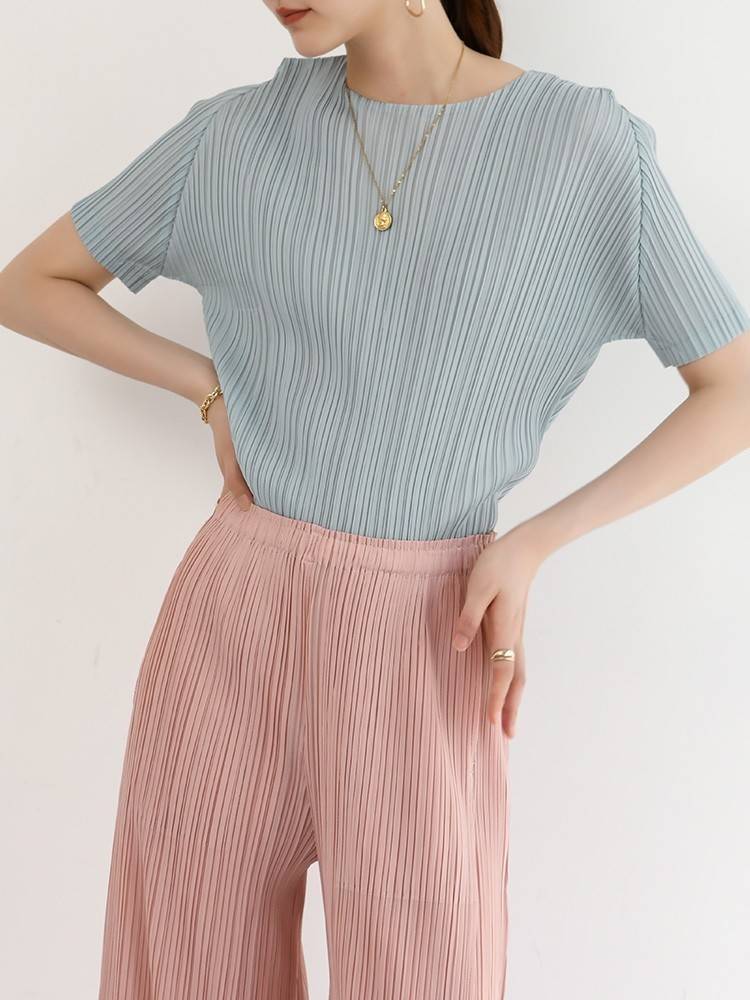 เพิ่มสีใหม่!! 2MUAY BASIC GJO6910 เสื้อพลีทคุณภาพ SHORT SLEEVE PLEATED TOP 14 สี FREE SIZE