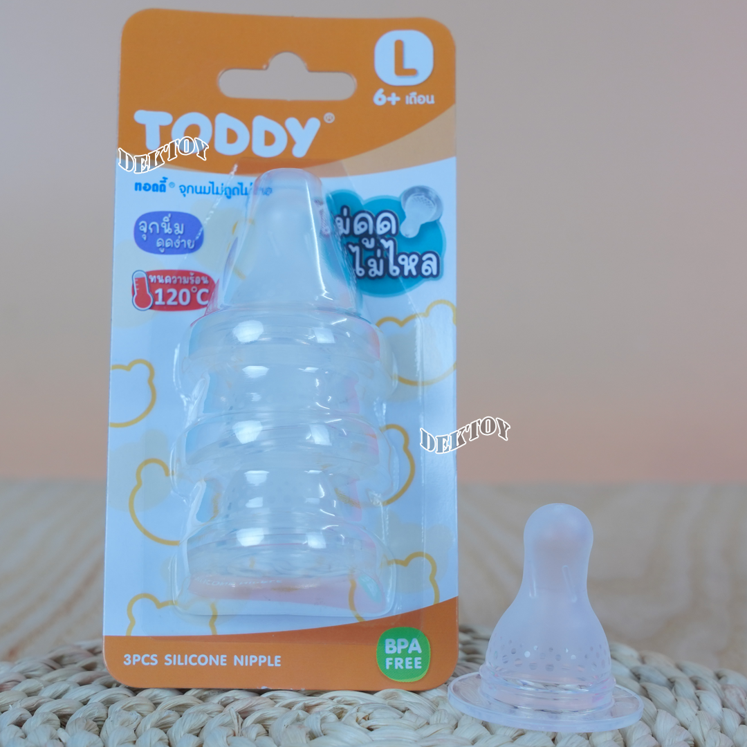 จุกนมไม่ดูดไม่ไหล Toddy ทอดดี้ จุกนมสำหรับขวดคอแคบ แพ็ค3ชิ้น
