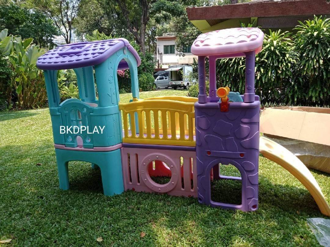 บ้านน้อย2ชั้น บ้านสไลเดอร์ สีหวานพาสเทล สไลเดอร์พร้อมปีนป่าย บ้านสไลเดอร์ของเล่น บ้านน้อยสองชั้น สไลเดอร์บ้าน,กระดานลื่นพลาสติก เครื่องเล่นสนามกลางแจ้ง ในร่ม playground ,Kidzone พร้อมส่ง