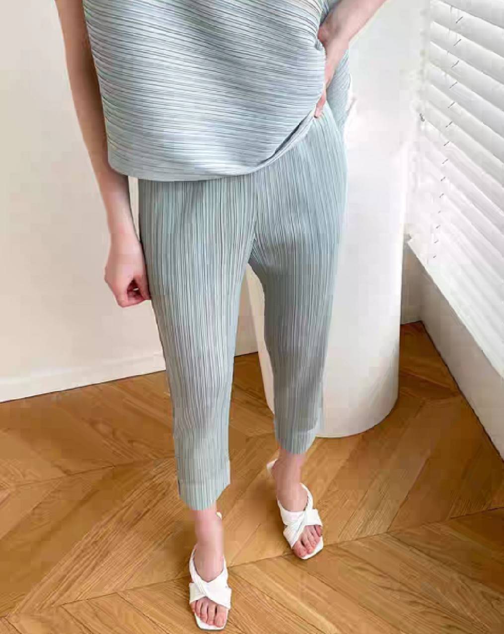 ยาว 34นิ้ว!! 2MUAY BASIC รุ่น GJO6896 SLIM FIT PLEATED PANTS กางเกงผู้หญิง กางเกงอัดพลีท 14สี FREE SIZE