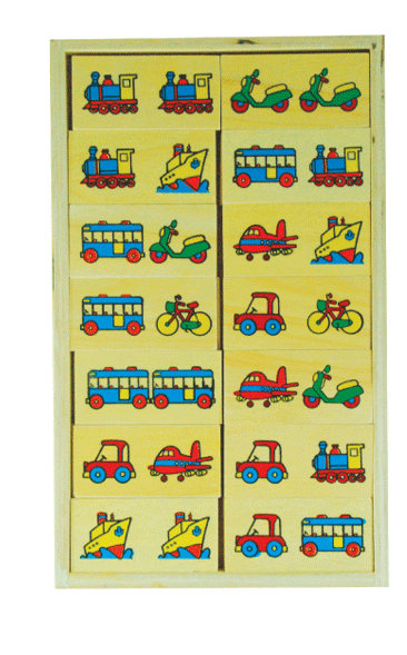 โดมิโนคมนาคม โดมิโน่ยานพาหนะ รถ, ของเล่นไม้, ของเล่นเสริมพัฒนาการ, ของเล่นเด็กอนุบาล, สื่อการสอนเด็กอนุบาล