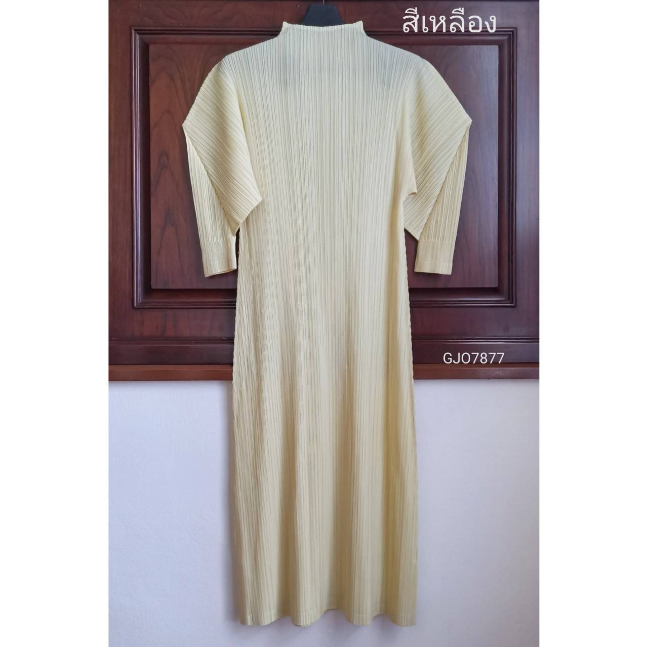 2MUAY รุ่น GJO7877 HIGH NECK ANGLE SLEEVE PLEAT DRESS เดรสผู้หญิง เดรสพลีทคุณภาพ 11สี FREE SIZE