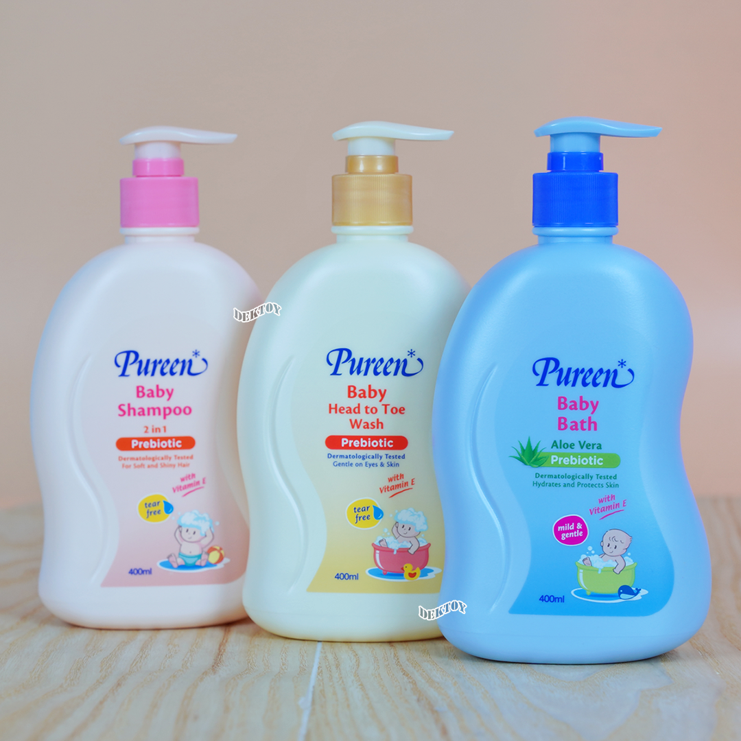 Pureen เพียวรีน เบบี้ บาธ เบบี้แชมพู เฮดทูโทรวอช พรีไบโอติก 400 มล.