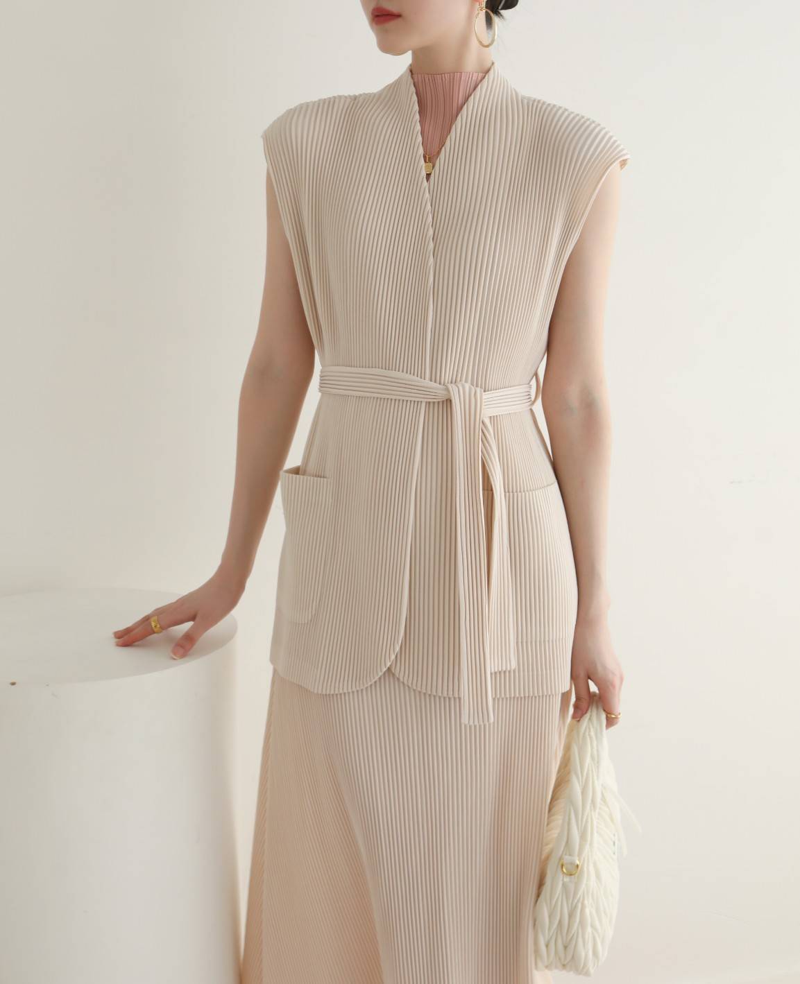 2MUAY รุ่น GJO8760 THICK WAIST TIE PLEAT CARDIGAN เสื้อคลุมผู้หญิง เสื้อคลุมพลีทคุณภาพ 8สี FREE SIZE