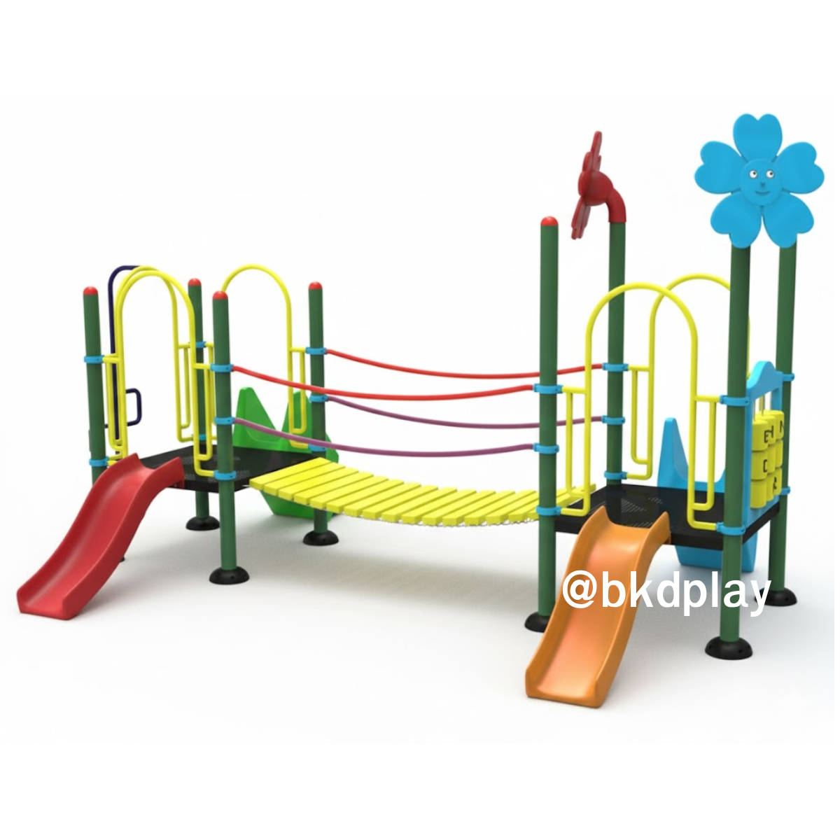 ชุดหอสะพานแขวนสไลด์ 70, เครื่องเล่นสนามกลางแจ้ง , เครื่องเล่นสนามแบบเหล็ก,สะพาน,สไลเดอร์, OutdoorPlayground, ราคาโรงงาน สินค้าสั่งผลิต 10-20 วัน ขนาด 300x490x250 ซม.
