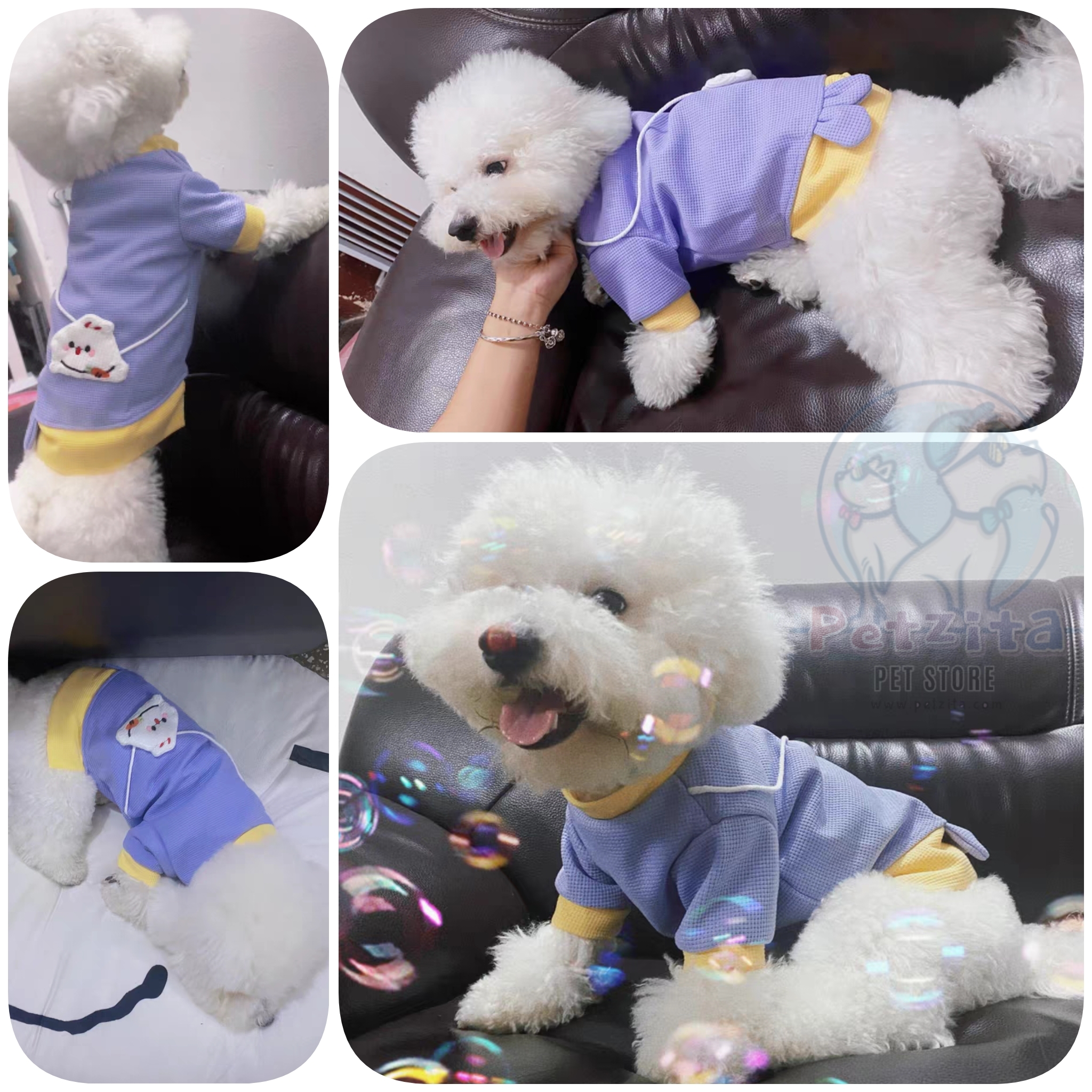 🇹🇭พร้อมส่ง🇹🇭🐰เสื้อสีทูโทนสะพายกระต่ายน้อย ผ้าวาฟเฟิล 💕 งานแบรนด์ for สุนัข หมา แมว สำเนา