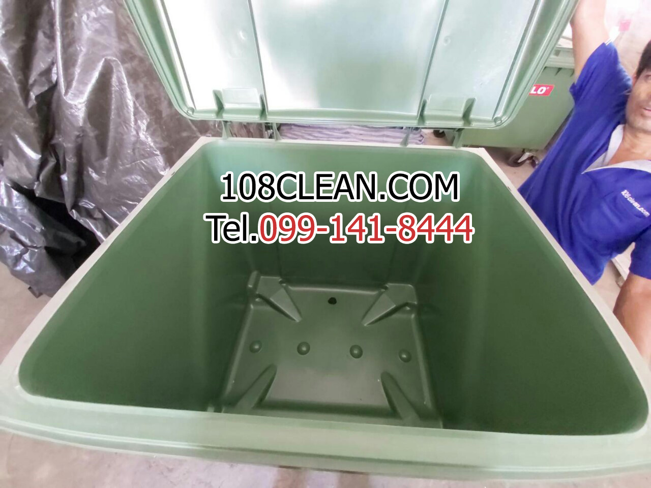 ถังขยะกทม. พร้อมล้อเข็น 770 ลิตร ฝาเรียบ (สีเขียว)