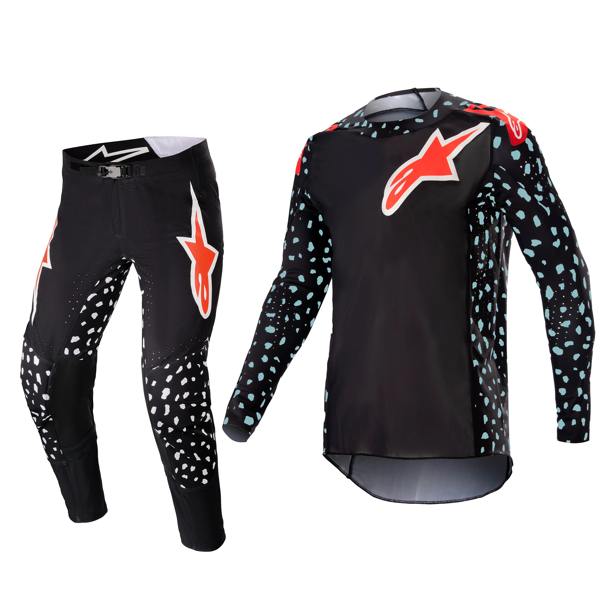 ชุด Alpinestars 2023 Supertech North - Black/Neon Red