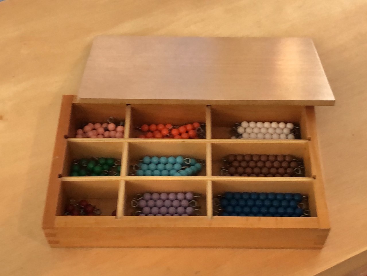 โซ่ลูกปัดสั้น พร้อมกล่อง ,ของเล่นเสริมพัฒนาการ, ของเล่นเด็ก, สื่อการสอนมอนเตสซอรี่ ,montessori, สื่อการสอนประถม