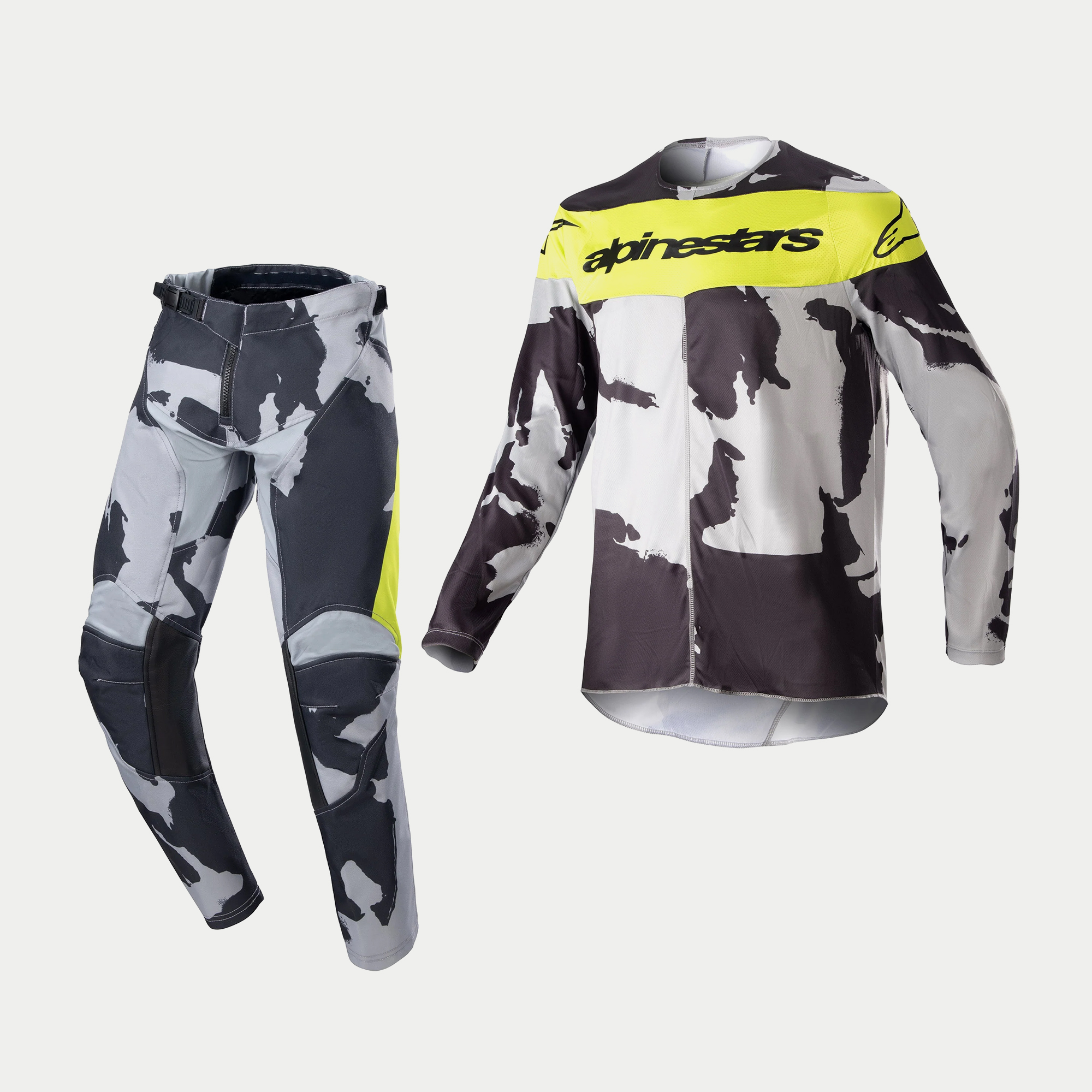 ชุดเด็ก Alpinestars 2023 Youth Racer Tactical - Cast Gray Camo/Yellow Fluo