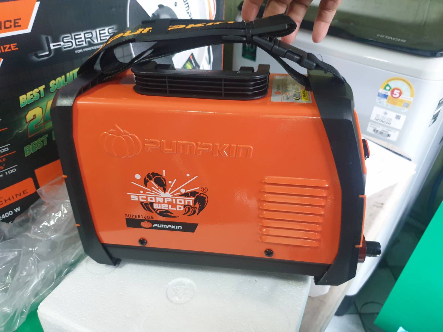 เครื่องเชื่อม PUMPKIN รุ่น PTT-SP160A#17906 ขนาด 160 แอมป์ สีส้ม - ดำ สภาพใหม่