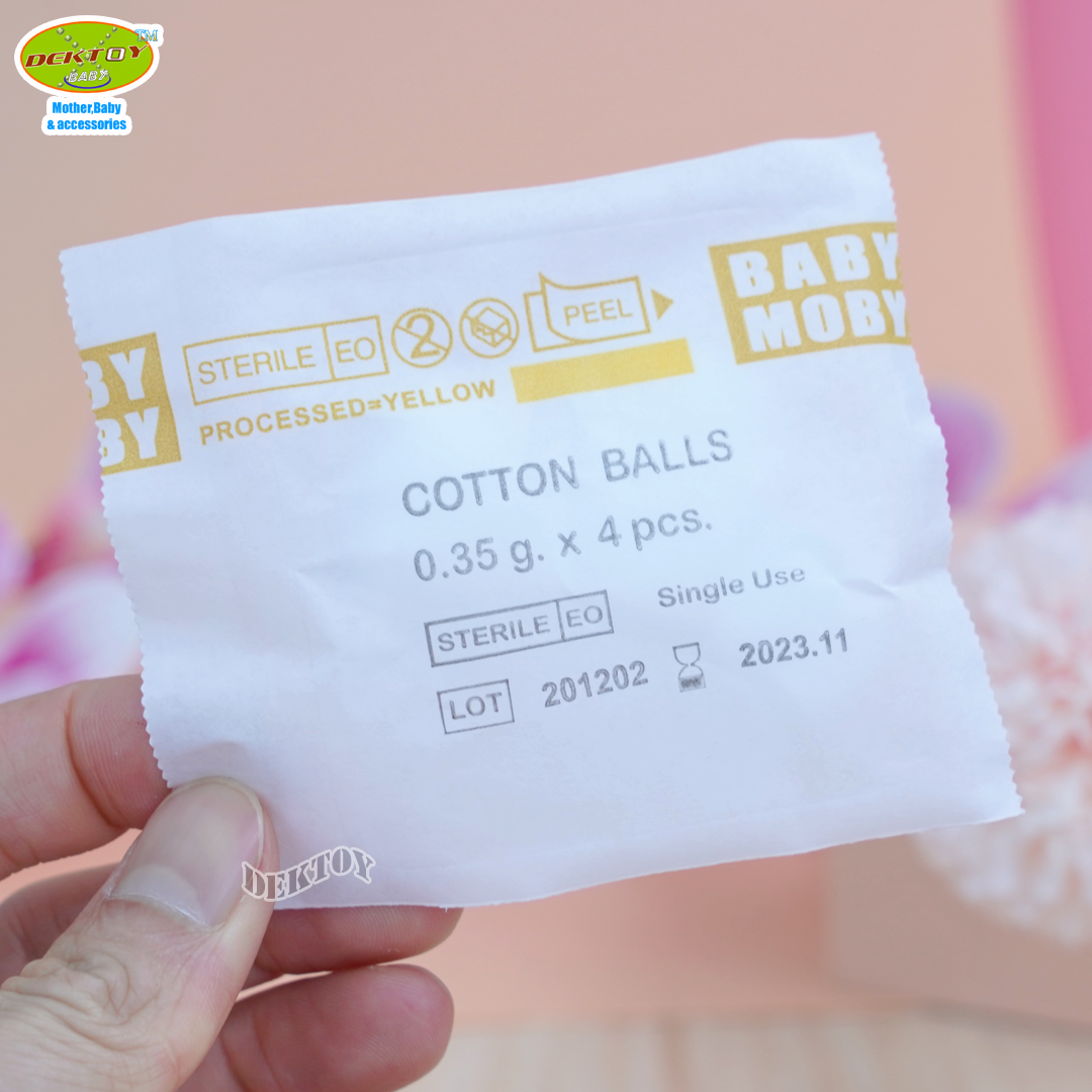 Baby moby เบบี้โมบี้ สำลีก้อนเช็ดตาสเตอไรส์ แบบซอง จำนวน 4 ก้อน X 20 ซอง