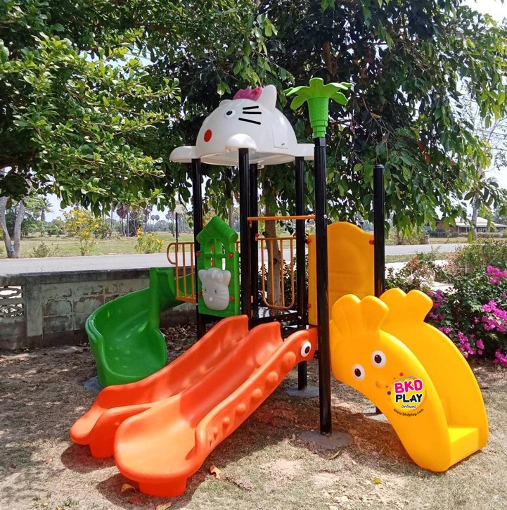 เครื่องเล่นสนามกลางแจ้ง เครื่องเล่นสนามในร่ม, ชุดแมวน้อยน่ารัก กระดานลื่น, ของเล่น,ครุภัณฑ์สนามเด็กเล่น, สพฐ,โครงการโรงเรียนประชารัฐ playground,สไลเดอร์,ของเล่นเสริมพัฒนาการ,เครื่องเล่นสนาม, สนามเด็กเล่น