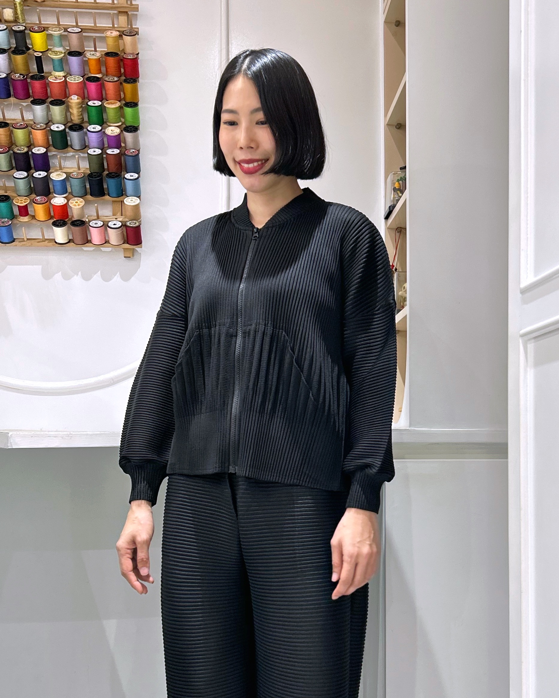 2MUAY รุ่น GA67811 เสื้อคลุมอัดพลีท THICK ZIP FRONT PLEATED CARDIGAN 4สี FREE SIZE