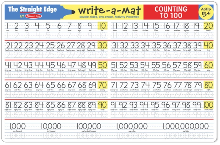 เขียนลบได้นับ 1-100 ส่งเสริมการเรียนรู้ Write-A-Mat Learning Mat - Counting 1-100 Learning Mat รุ่น 5037 Melissa&Doug, ของเล่นเสริมพัฒนาการ, ของเล่น