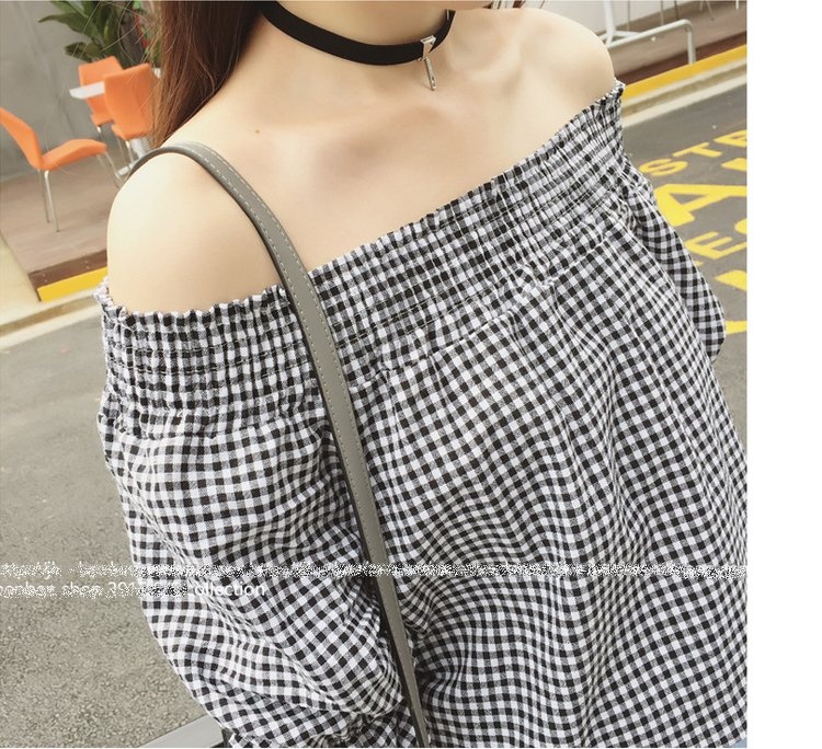 เสื้อแฟชั่น ปาดไหล่ ผ้าคอตตอลทอลายนิ่ม งานตามแบบ