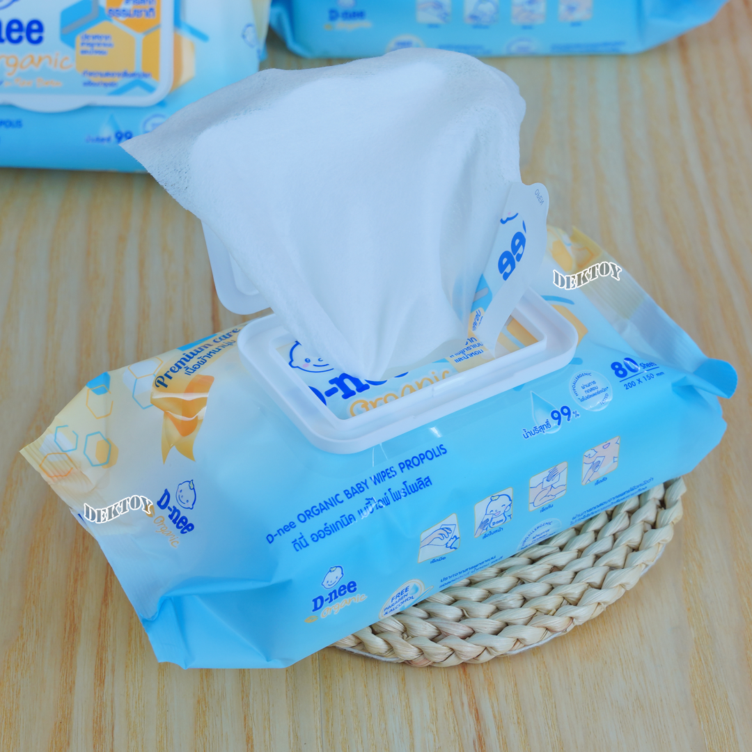 12 ห่อ ยกลัง ทิชชู่เปียก D-nee ออร์แกนิค เบบี้ไวพ์ โพรโพลิส ทิชชู่เปียกดีนี่ สีเหลือง 80 แผ่น
