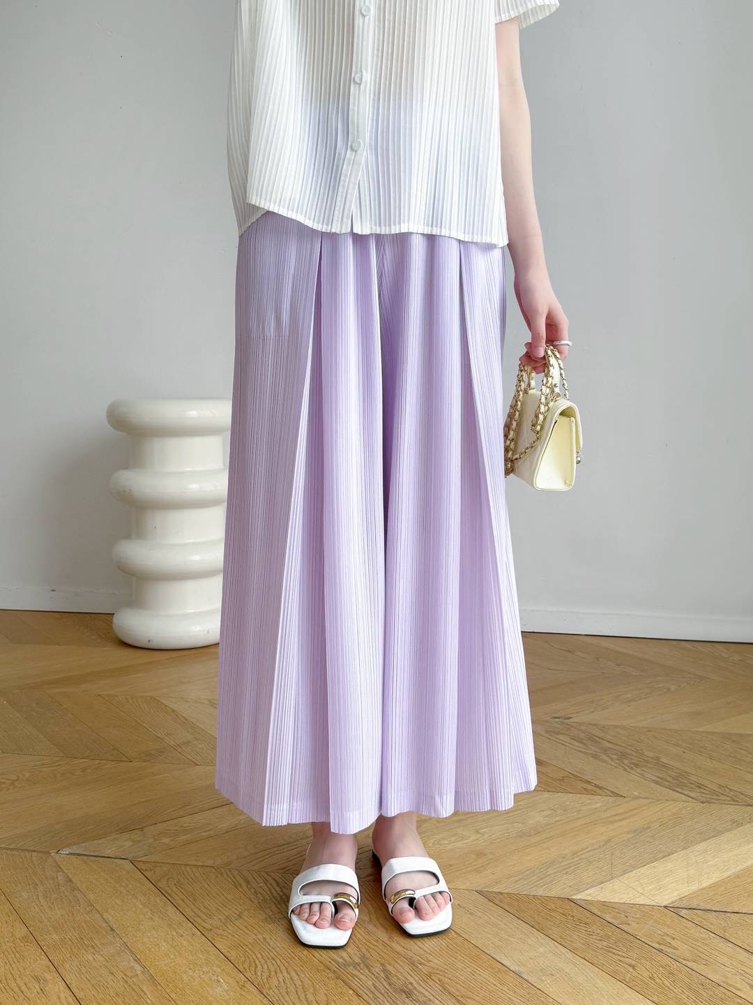 ยาว36นิ้ว! 2MUAY รุ่น GJO10237 กางเกงพลีทคุณภาพ FLOWY WIDE LEG PLEATED PANT 9 สี FREE SIZE